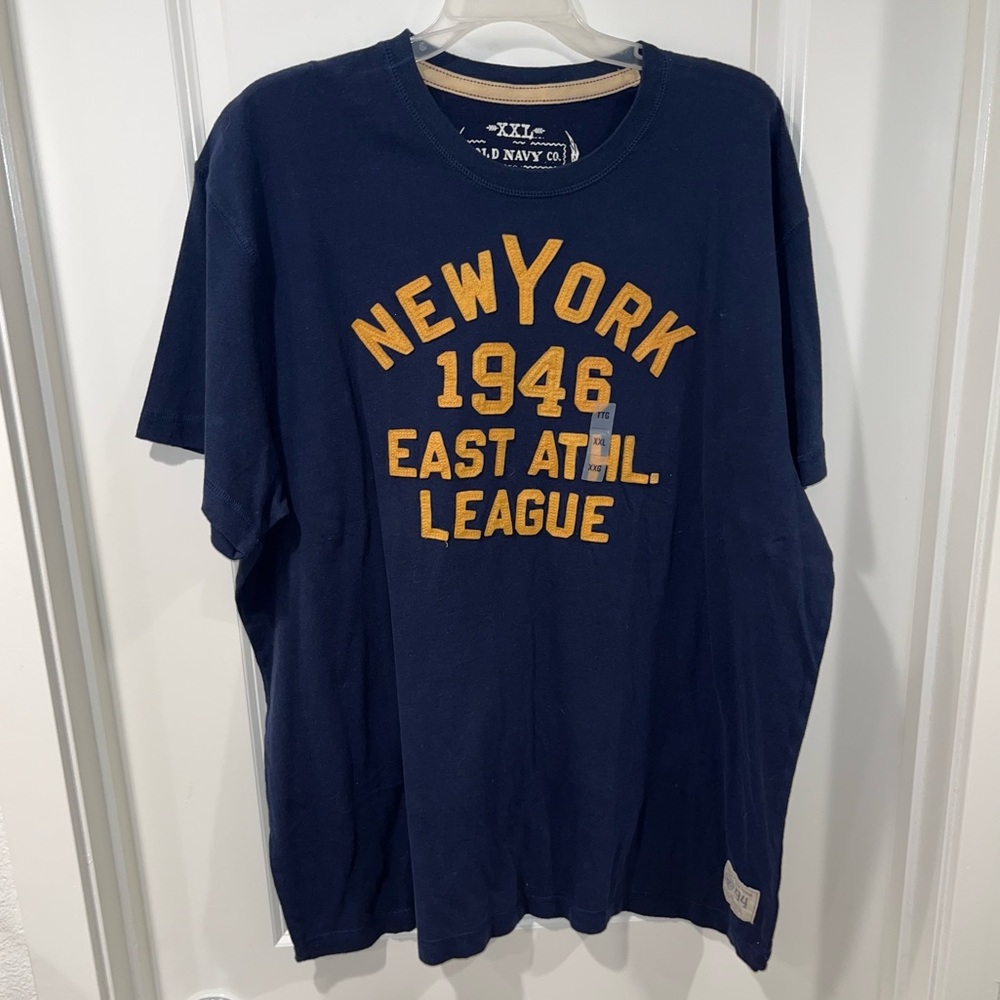 New Old Navy Shirt Mens XXL Short Sleeve blue Crew Neck Pullover Tee New York